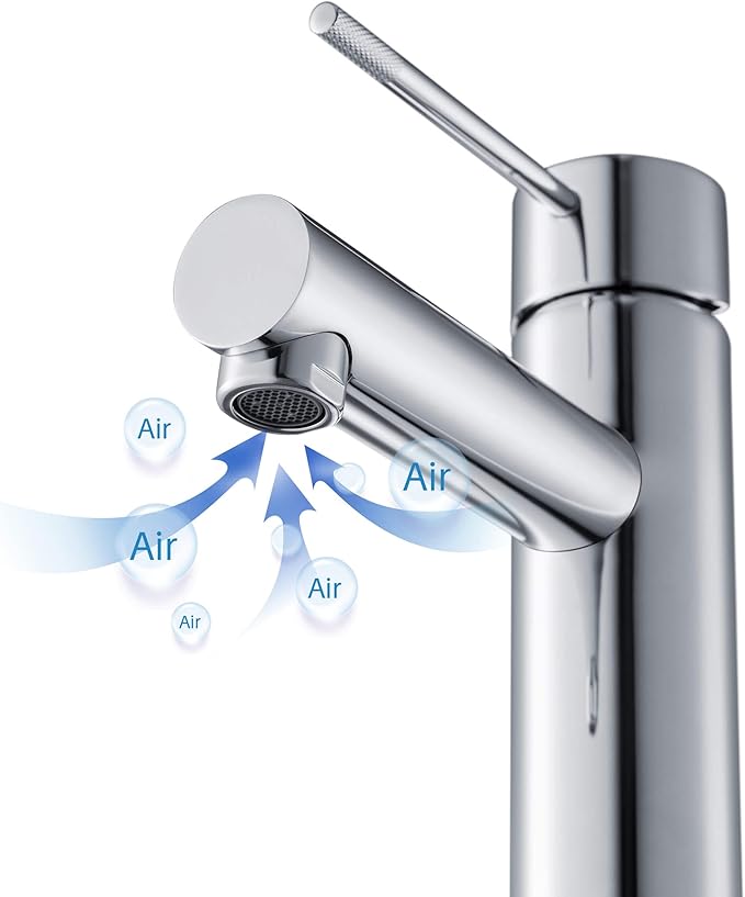 KIBI KBF1010 Solid Brass Single Handle Single Hole Circular X Faucet for Bathroom Sink with Pop Up Drain | High Arc Faucet Spout | Chrome Finish | Corrosion and Rust Resistant