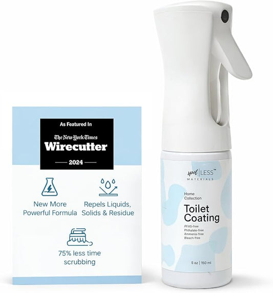 spotLESS MATERIALS Toilet Coating, Toilet Coating Spray for Ceramic and Porcelain, Water Repellent Barrier, Helps Reduce Scrubbing and Cleaning Time, PFAS Free Bathroom Essential, Cleaning Supplies