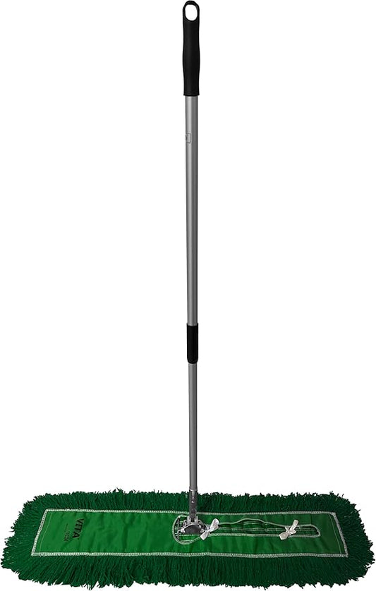 Ultimate Dust Mop Kit: Industrial-Grade Performance, Heavy-Duty Frame, Telescopic Handle - Green 36 Inch