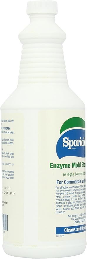 Groom Industries Household Cleaners Sporicidin Enzyme Mold Cleaner Concentrate, 32 Ounce