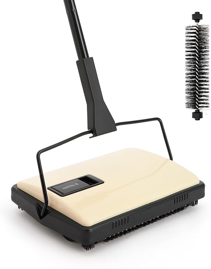 Yocada Manual Carpet Sweeper Cleaner Household Sweeper Lightweight Hand Push Non-Electric for Home Office Low&Undercoat Carpets Rugs Pet Hair Dust Scraps Paper Small Rubbish Cleaning 1*Extra Brush