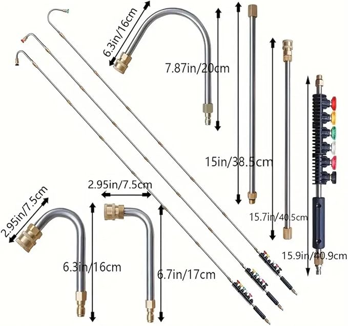 4000 PSI Telescoping High Pressure Washer Wand Set for Gutter & Roof Drainage & Walls Cleaning, Pressure Washer Extension Wand with 5 Atomization Nozzle Tips, 1/4" Quick Connect