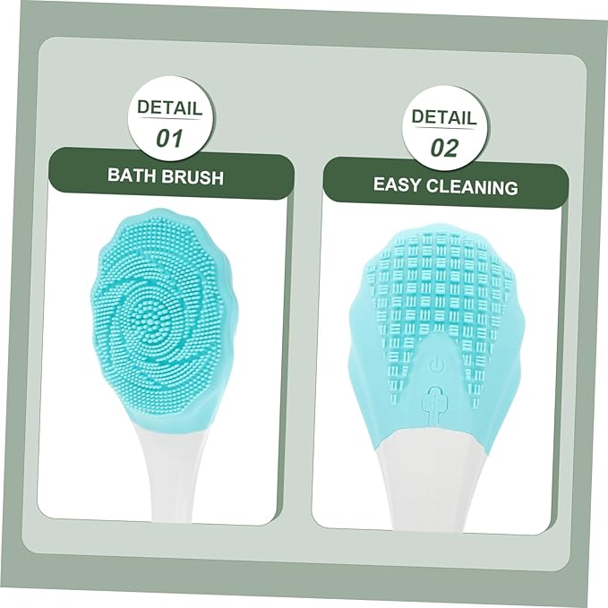 OUNONA Electric Waterproof Bath Brush Long Handle Silicone Body Scrubber for Men and Women Back Cleaning Tool for Shower and Bath Ergonomic Design for Easy Use