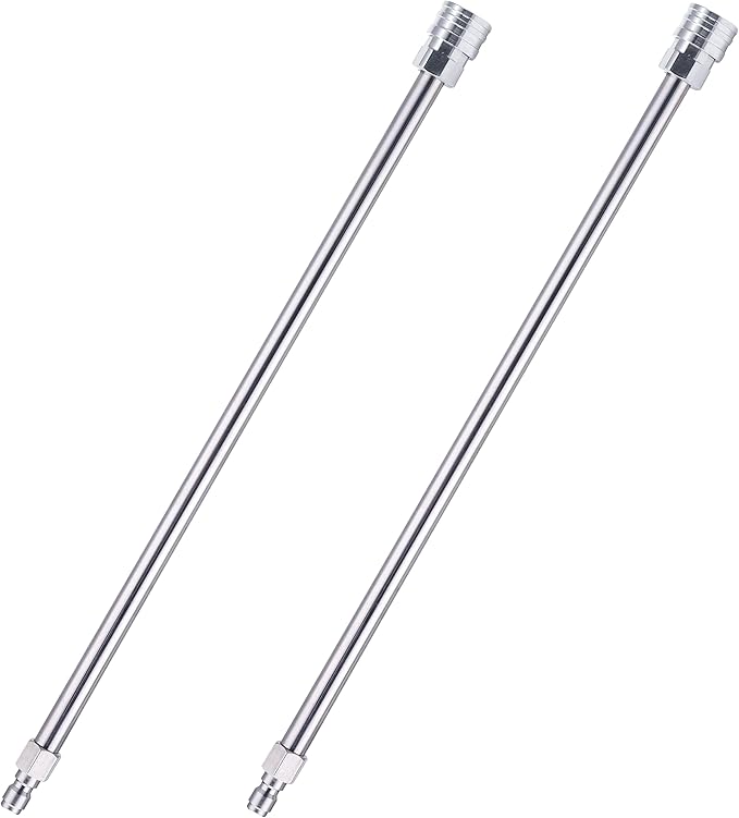 JOEJET Pressure Washer Extension Wand, Stainless Steel Body and Fittings, 17 Inch Power Washer Lance with 1/4 Inch Quick Connect, 2 Pack