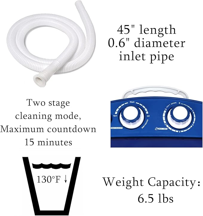 HTTMT- 7LB Capacity Portable Mini Washing Machine w/Spinner Timer Control Compact Clothes Laundry Washing Machine For Apartment Traveling RV Water Saving Kids [P/N: ET-HOME007-BLUE]