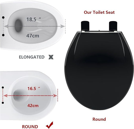 Quiet Slow-Close Commercial Toilet Seat 17" Round – Secure Lock, Quick-Release Hinges, Durable Mark-Resistant PP, Easy Install & Clean, Non-Slip, Ideal for Business Restrooms – Color: 17"