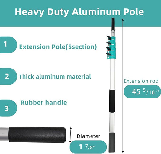 Gutter Cleaning Tools,Metal Rain Gutter Cleaner,Multi-Angle Gutter Cleaning from The Ground,4-13.5FT Extension Pole High Reach Leaf Cleaning from Gutter Guard.