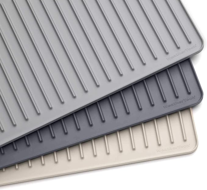 WeatherTech DishMat Drain- 16" x 18" Drip Dry Hand-Washed Dish Drying Mat, Pebble