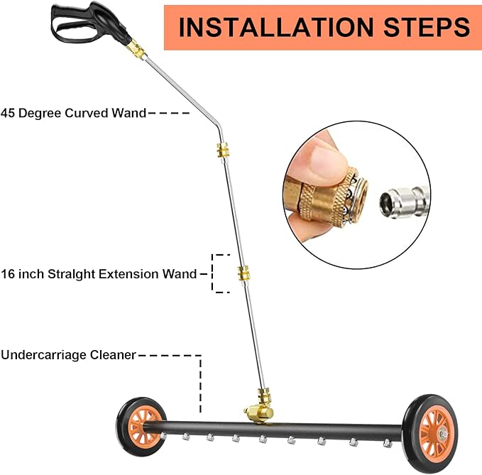 Undercarriage Pressure Washer Attachment, Upgrade 30 Inch Power Washer Water Broom with 9 Nozzles, Dual-Function Underbody Car Wash Surface Cleaner with 3 Pieces Extension Wand- 4000PSI