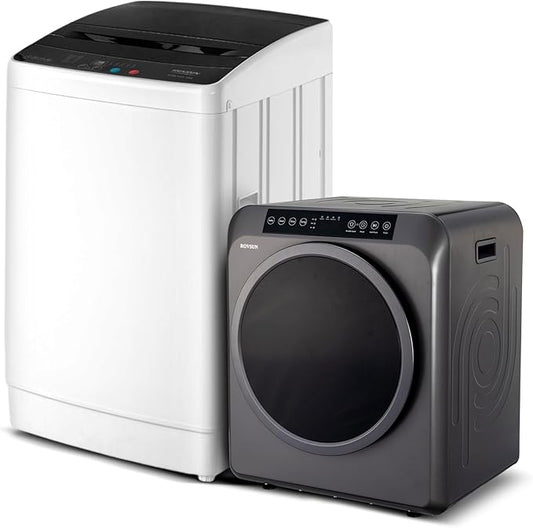 ROVSUN 30LBS Full Automatic Washing Machine and 3.5CuFt Portable Clothes Dryer Set, Electric Laundry Washer and Dryer Combo Set with Stainless Steel Inner Tub, for Apartment, Dorms, Home
