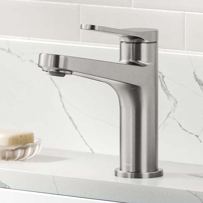 KRAUS Indy Single Handle One Hole Bathroom Sink Faucet in Spot-Free Brushed Nickel, KBF-1411SFBN