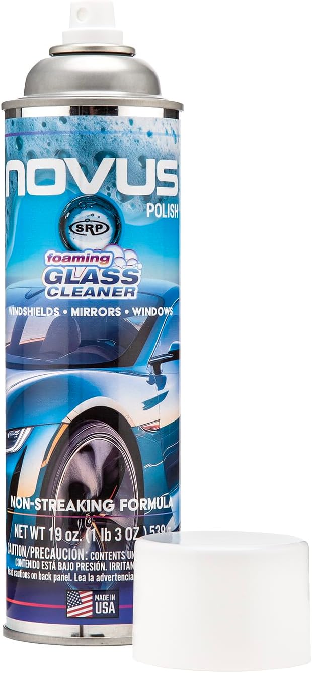 Novus 1802 | Glass Cleaner Spray | Powerful Foaming Glass Cleaner, Streak-Free Shine for Home and Auto | Safe for All Glass Surfaces | 19 Ounces (12 Pack)