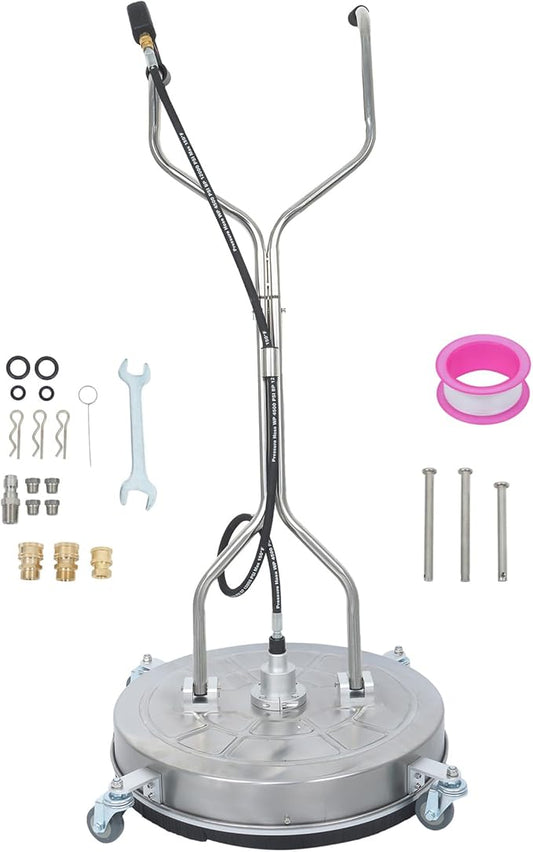24 Inch Pressure Washer Surface Cleaner with Handles and Wheels 6000psi Fit for Concrete, Sidewalk, Patio, Driveway