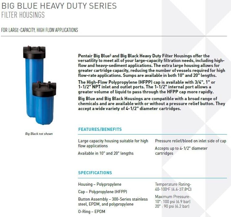 Pentair Pentek Big Blue Filter Housing and Water Filter Cartridge Bundle - Image 3