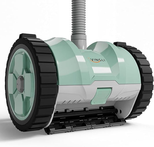 VINGLI Pool Vacuum Cleaner, Automatic Pool Sweeper for Ground&Inground Pools, Suction Side Wall-Climbing Sweeper with 39.6ft Tangle-Free Hose (Mint Green&Gray)