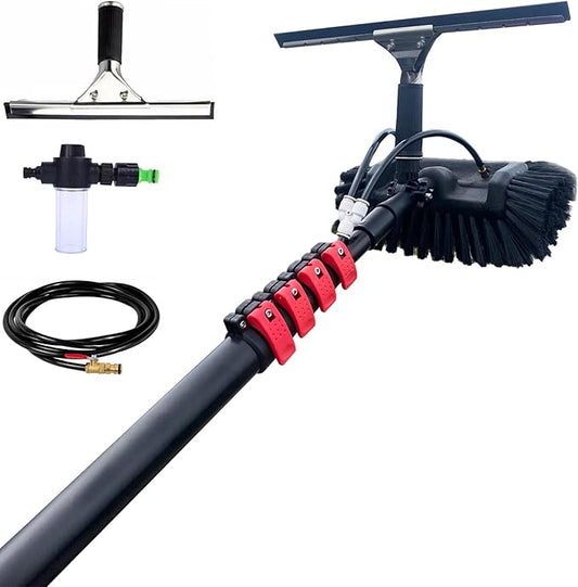 3.6-10.8M Window Cleaning Telescopic Pole,Water Fed Extendable Brush,Suitable for Cleaner Conservatory Roof Photovoltaic Panel Cleaning Extendable Solar Panel Roof Cleaning Tools (6M)