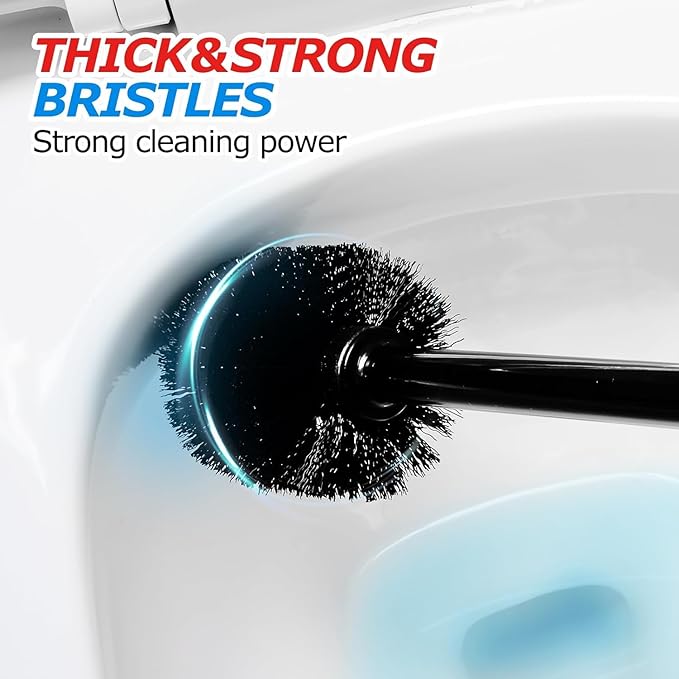 2Pack 2 in 1 Toilet Brush and Plunger Set, Extended Handle Plunger,Toilet Bowl Brush Plunger Set,Bathroom Cleaning Tools,Toilet Brush Plunger Combo,Cleaning Supplies，Black