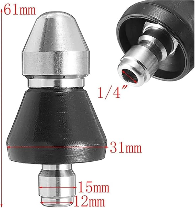 Sewer Cleaning Tool High Pressure Turbo Washer Nozzle Gutter Cleaning Tool Massage Clogged Pipes Opens Clogging Of Sewage Pipes(1 Front 3 Rear)