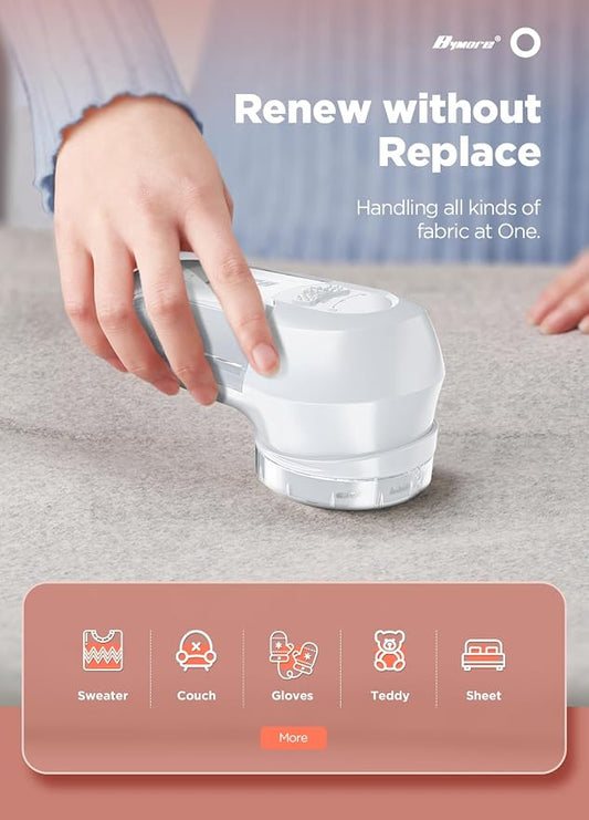 Bymore Fabric Shaver, Lint Shaver, Sweater Shaver for Clothes, Pure White | Compact one-button design refreshes clothes quickly and fits easily in a bag for home, office or travel - Image 2