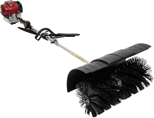 4 Stroke Lawn Yard Sweeper, 1000W 31CC Gas Power Sweeper Outdoor Handheld Power Broom High Performance Cleaner Handheld Sweepers for Cleaning Driveways Turf Lawns Artificial Grass