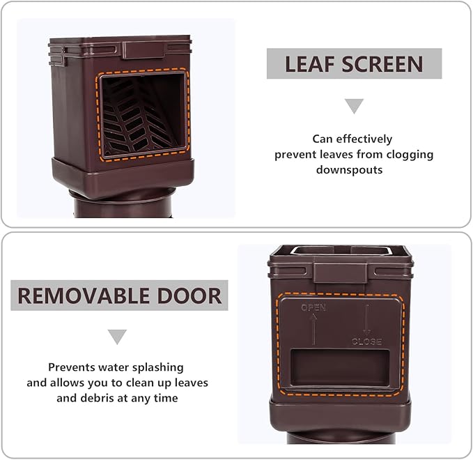 Downspout Filter,Leaf Removers,Downspout Filters, Downspout Screen Filters 2X3 and 3X4 drainpipe, (2-pack Brown)