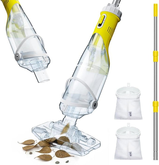 InoKraft Pool Vacuum for Above Ground Pool, Cordless Handheld Pool Vacuum for Inground Pools, Rechargeable Pool Cleaner with Powerful Suction up to 18.5 gallons/min, Ideal for Leaves, Debris, Yellow