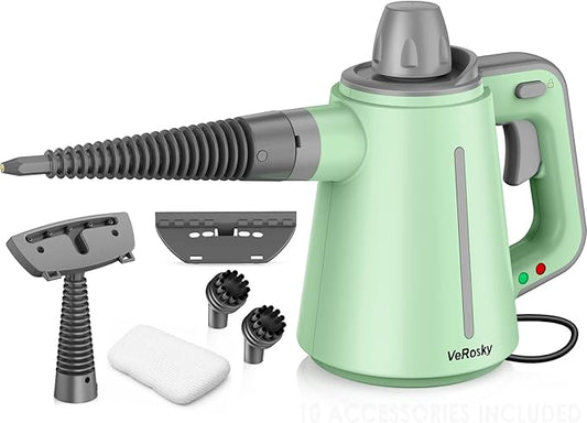 Steam Cleaner for Bathroom & Kitchen, Handheld High Temp Steam Cleaner with Safety Lock, Chemical-Free Steamer for Deep Cleaning Tile, Grout, Shower, Stove & Sink, 10 Accessories for Home, Couch & Car