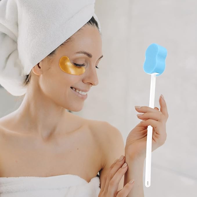 Long Handle Bathing Brush Soft Bristle Back Scrubber for Shower Ergonomic Body Cleaning Tool Convenient for Daily Use for Relaxing Baths Blue Color