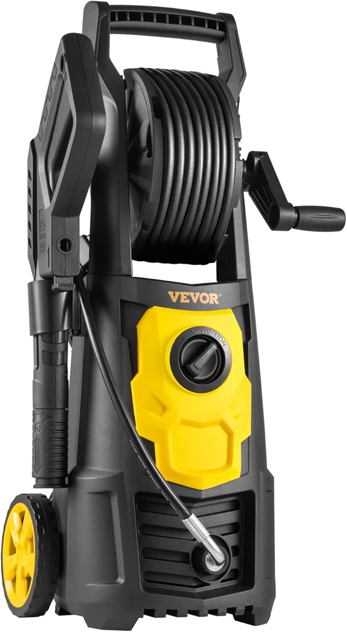 VEVOR Electric Pressure Washer, 2000 PSI 1.76 GPM, Portable Cleaner with 30ft Hose Reel, Foam Cannon & 5 Nozzles for Cars, Patios, Fences - ETL Listed