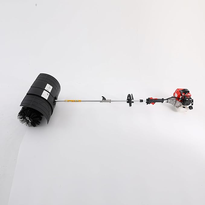 52CC Gas Handheld Sweeper, 2 Stroke 2.3HP Gasoline Power Snow Broom Driveway Turf Brush Outdoor Artificial Lawn Sweeper Cleaner Tools for Driveways Lawns Leaves Street Farms & Snow (Standard)