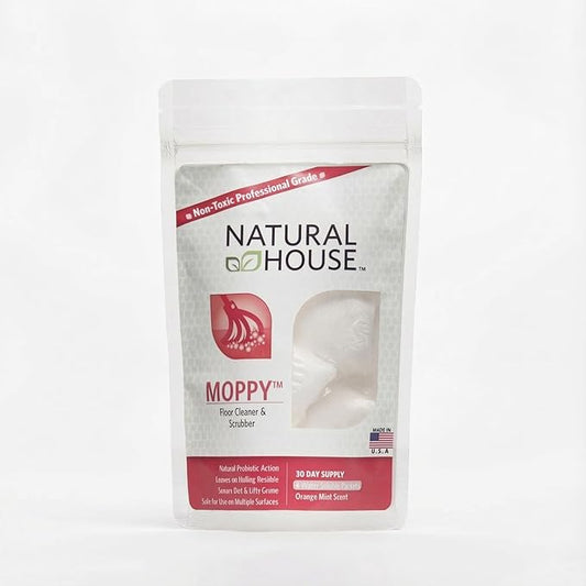 Natural House Moppy - Probiotic Floor Cleaner Pods - No Residue Formula - Multi-Surface Safe - Orange Mint Scent - 4 Count