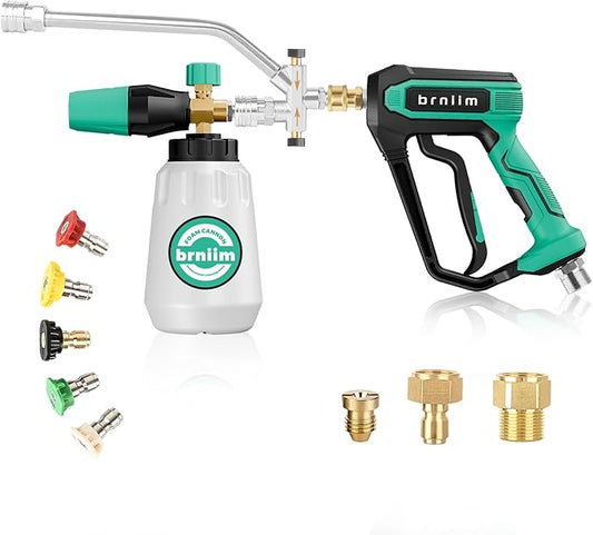 Short Pressure Washer Spray Gun, High Pressure Water Gun (Quick Connect Bundle -3)