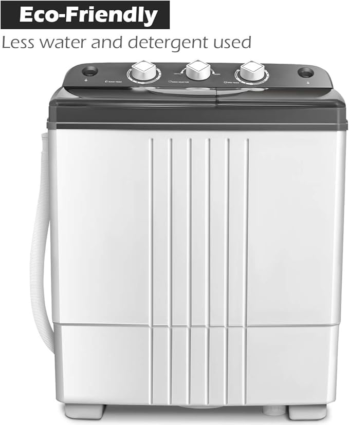 Giantex Portable Washing Machine, 20lbs Capacity, 12lbs Washer and 8lbs Spinner, Compact for Apartment RV, Gray & White, GX20313-PE