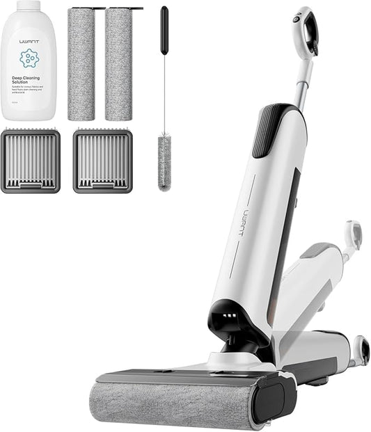 uwant Wet Dry Vacuum Cleaner 180°Lay-Flat Push-in Vacuum Mop All in One with 18000Pa Suction Auto Self-Cleaning Anti Odor Stick Dual-Edge Vacuum Cleaner Set of 1 for Hard Floor/Carpet D100