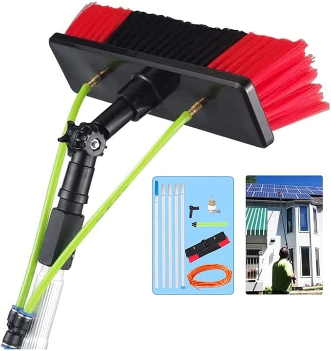 9m/29.5ft Window Cleaning Pole/Water Fed Telescopic Brush/Extendable Cleaner Conservatory Roof Window Cleaning Equipment Extendable Cleaner Conservatory Roof Cleaning Tools(30cm Brush 6m po