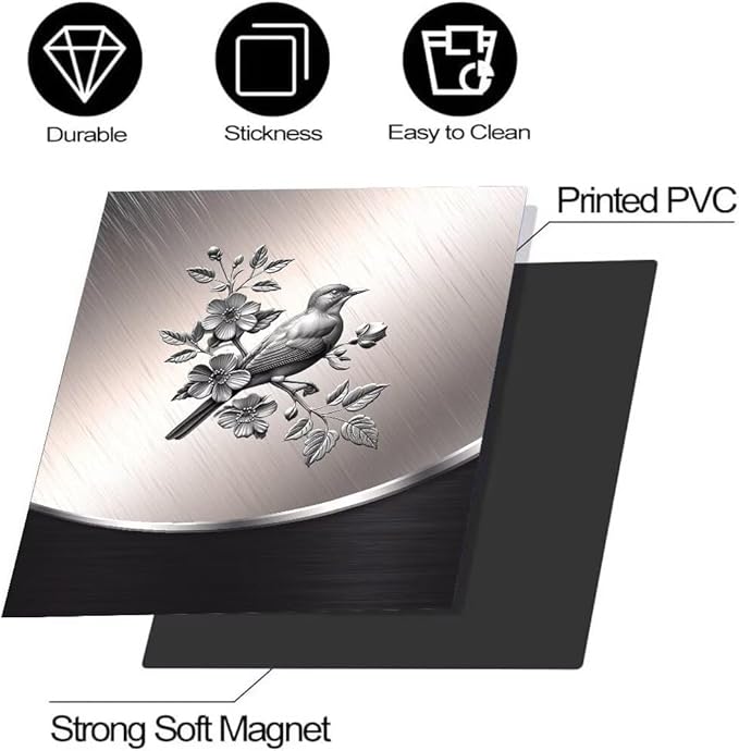 Dishwasher Covers Decorative Magnetic Sticker Sweet Home Fridge Magnetic Sticker,Stainless Steel Design Bird and Flower Pattern Refrigerator Magnets Kitchen Decor Magnetic Panel Decal 23W x 26H inchs