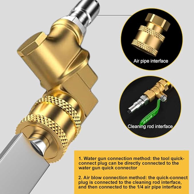 39'' Pressure Radiator Cleaning Wand, 4500 PSI Radiator Flush and Cleaner Tool with Cleaning Brush and Two 1/4'' Quick Coupler, Home Car Truck Stainless Steel Power Washer Wand