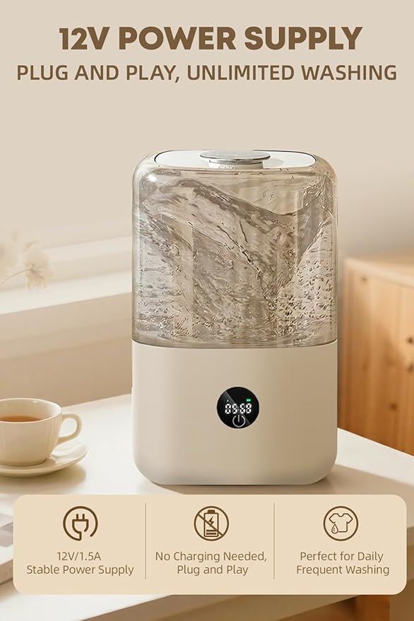 Portable Mini Washing Machine, 4L Mini Washing Machine, AC Powered Compact Washer for Underwear, Baby & Pet Clothes, Countertop Laundry Machine for Singles, Apartments, RV