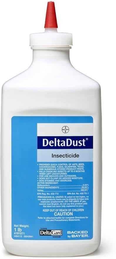 1 LB Delta Dust Pest Insecticide w/Puffer Bellow Hand Duster, Carpenter Bee, Bedbugs, Wasp Control and Many More.
