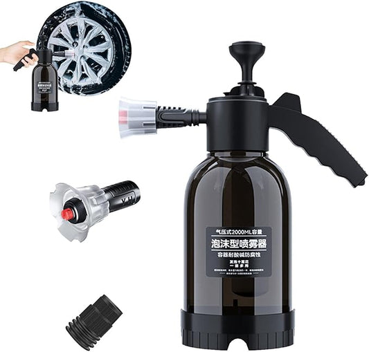 Car Foam Sprayer - 2L Handheld Pump Detailing Cleaning Tool | Foaming Car Wash Sprayer - for Garden Home Lawn Outdoor Patio Driveway Cleaning Plant Watering