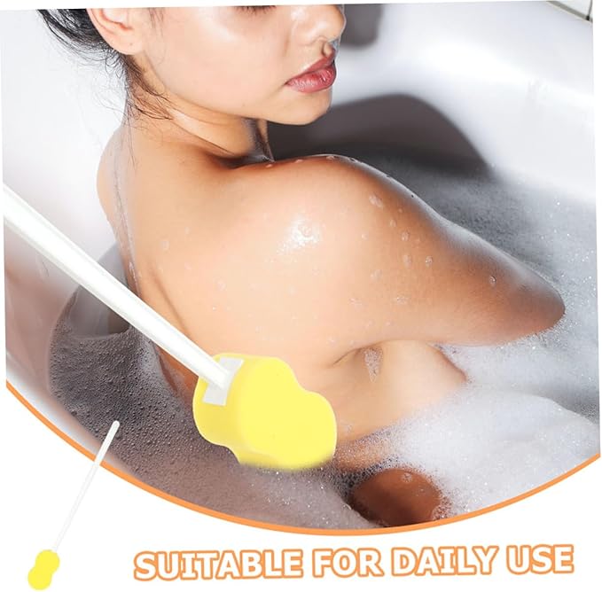 2Pcs Long Handle Exfoliating Bath Sponge Back Scrubber Brush for Gentle Body Cleaning Tool for Hard to Reach Areas and for All Skin Types