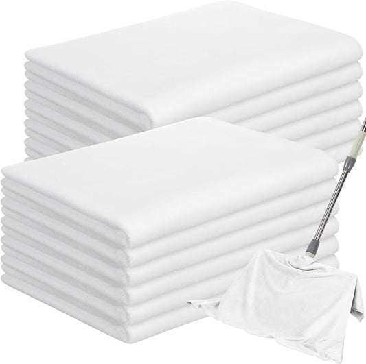 12 Pcs Extra Large Microfiber Cleaning Cloths Bulk 30" x 20" Washable Reusable Microfiber Rags Absorbent Cleaning Towels for Floor Glass Window Car Kitchen Bathroom House(White)