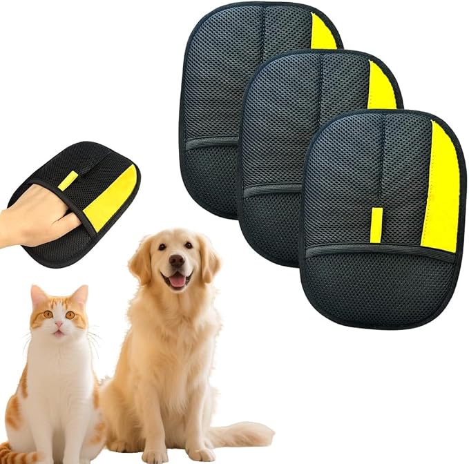 Electrostatic Pet Hair Removal Gloves | Quick Wiping - Reusable & Washable for Sofa Clothing Pet Beds Effortless Cats & Dogs Hair Remover for Busy Pet Owners by Unknown