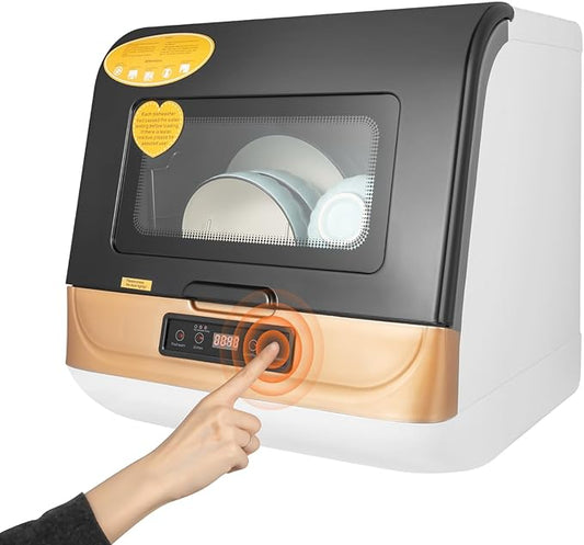Portable Countertop Dishwasher 8L Mini Dishwasher 4 Programs 158℉ Automatic Dishwashing Machine 360° Spray Deep Cleaning With Air Drying 800W Compact Dishes Cleaner