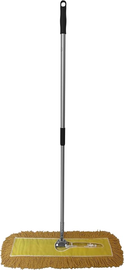 Ultimate Dust Mop Kit: Industrial-Grade Performance, Heavy-Duty Frame, Telescopic Handle - Yellow 24 Inch