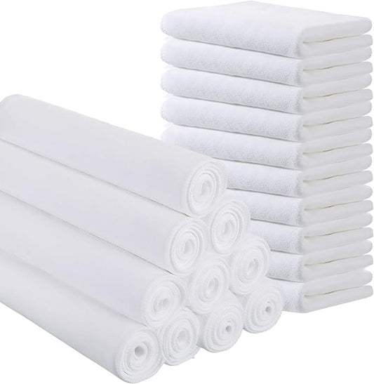Tatuo Sublimation Blank Towels DIY Microfiber Kitchen Towels 32x12 Inch White Thick Dish Drying Tea Absorbent Soft Polyester for Sublimation Bathroom Kitchen Cleaning Supplies(20 Pieces)