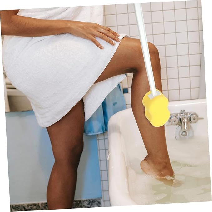 2Pcs Long Handle Exfoliating Bath Sponge Back Scrubber Brush for Gentle Body Cleaning Tool for Hard to Reach Areas and for All Skin Types