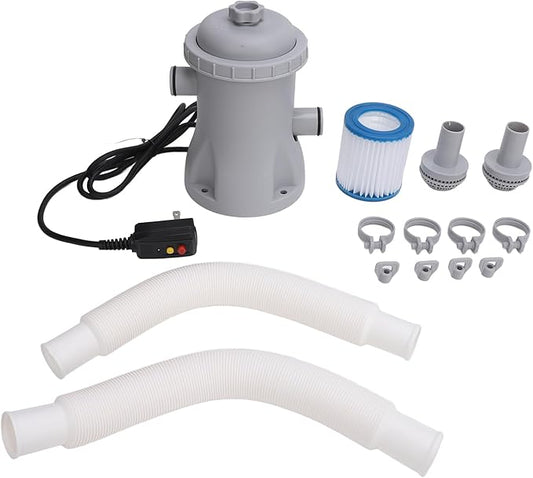 330 Gallon Pool Filter Pump for Ground Pools, Cartridge Pool Filters Pump System, Electric Swimming Pool Filter for Pools Sand Cleaning Tool Set (US Plug 110V