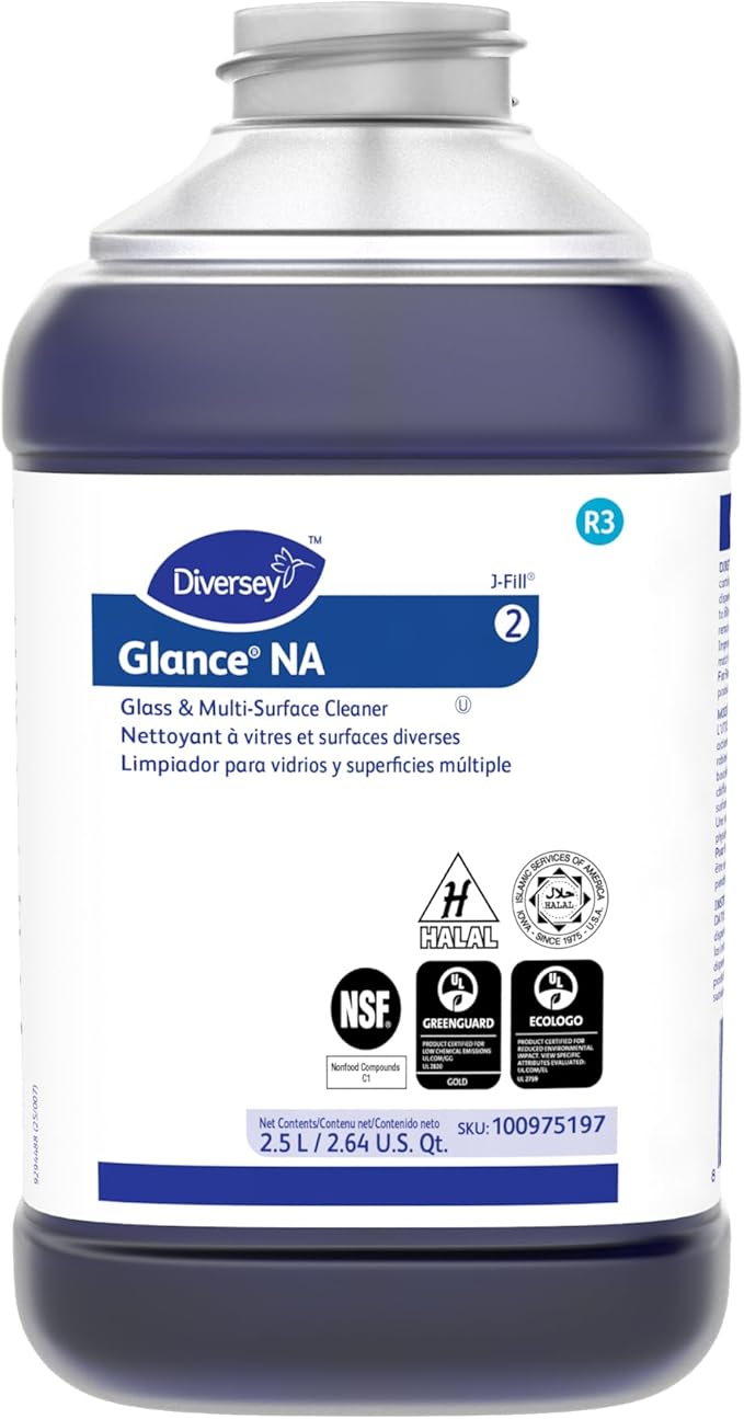 GLANCE 100975197 Non-Ammoniated Glass & Multi-Surface Cleaner, for Streak Free Windows, JFill Concentrate, 2.5-Liter
