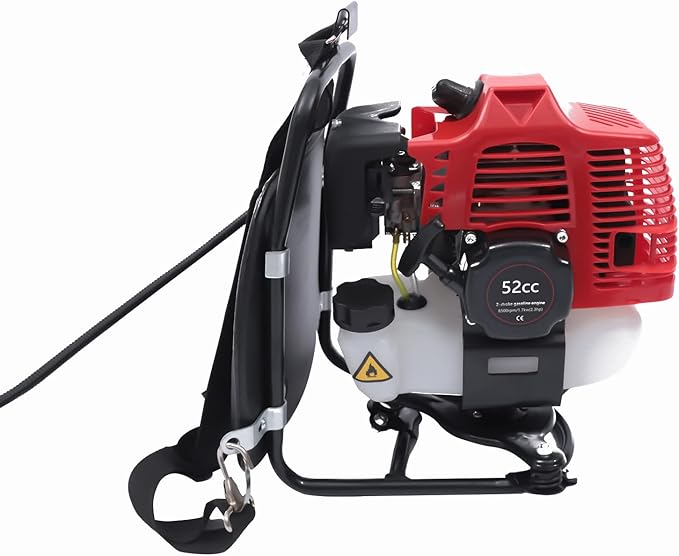 Gas Handheld Sweeper, 52cc 2 Stroke Gas Power Broom Walk Behind Sweeper Cleaning Driveway Tools,Sweeper with Shoulder Strap, High Performance Cleaning Sweeping Machine 2.3HP 1.7kw